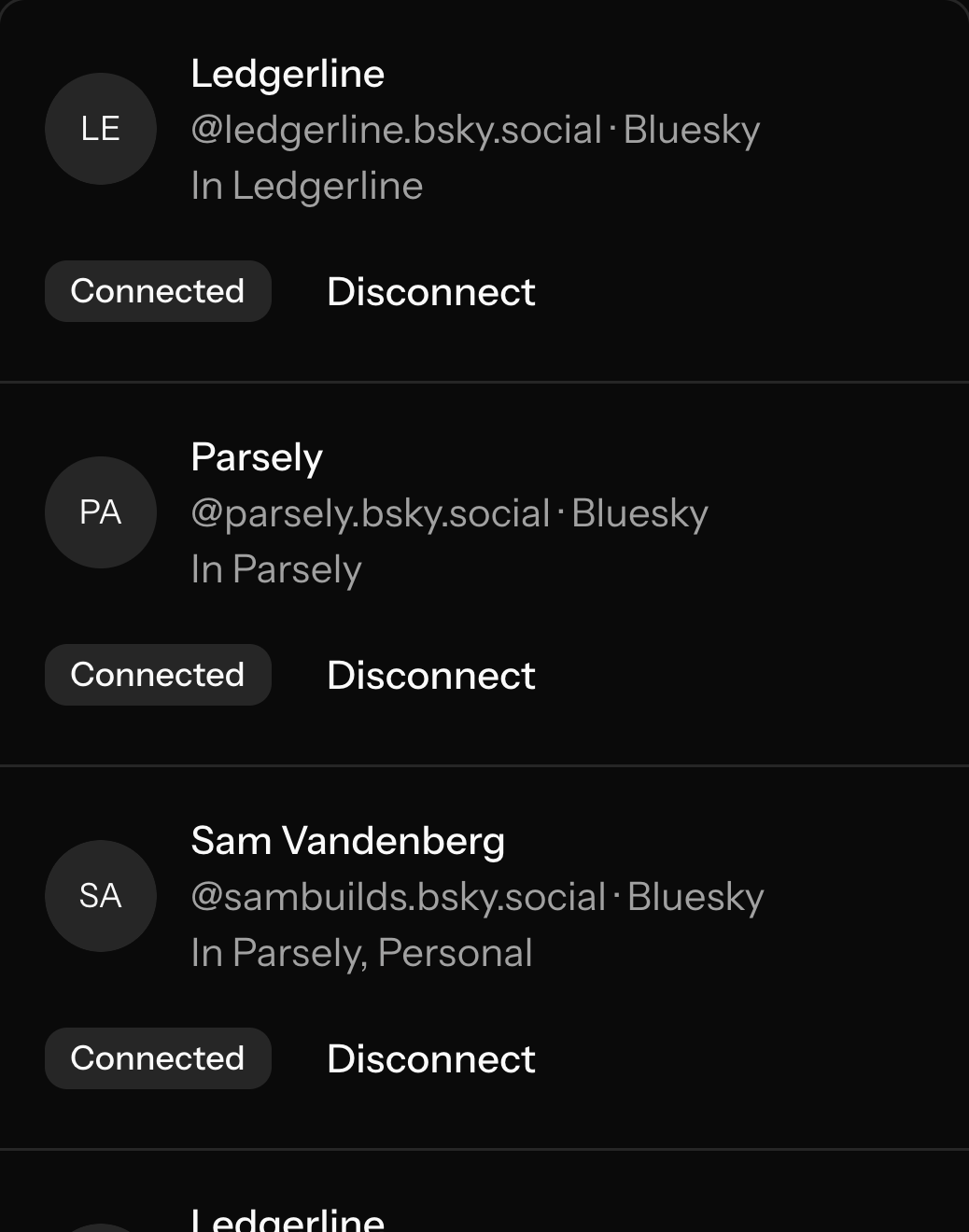 Connected Threads and Bluesky accounts